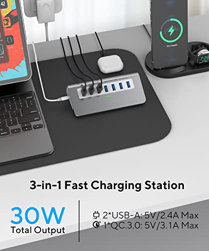 7-Port USB-C Hub with Fast Charging Ports