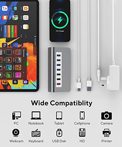 7-Port USB-C Hub with Fast Charging Ports