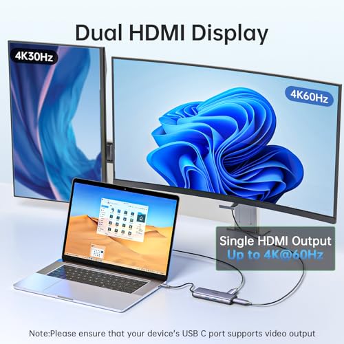 SSK USB C Hub 7-Port with Dual 4K HDMI