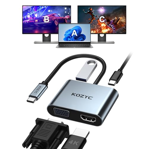 4-in-1 USB-C Hub: HDMI, VGA, USB 3.0