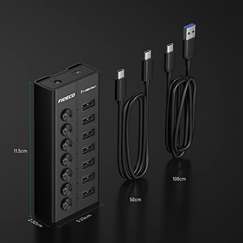FIDECO 7-Port USB 3.0 Hub with Switches