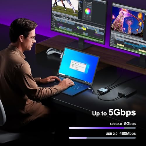 4-in-1 USB-C Hub: HDMI, VGA, USB 3.0