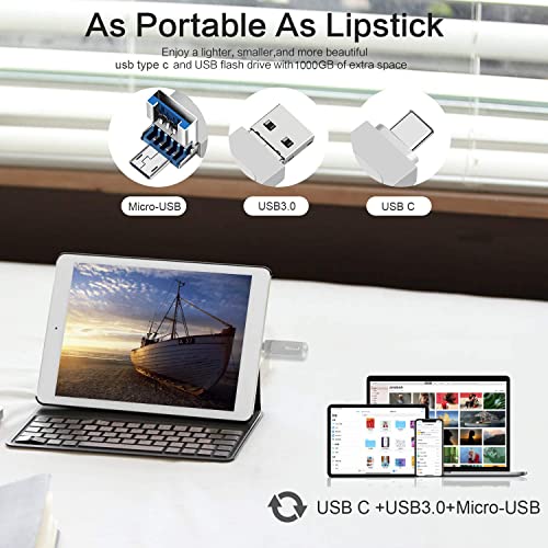 1TB USB C Flash Drive - 3 in 1 Storage