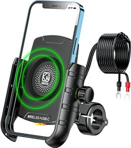 Motorcycle Phone Mount with 15W Wireless Charger