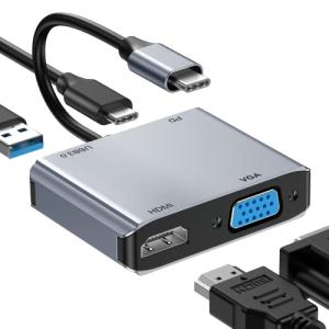 ABLEWE 4-in-1 USB-C to HDMI VGA Adapter