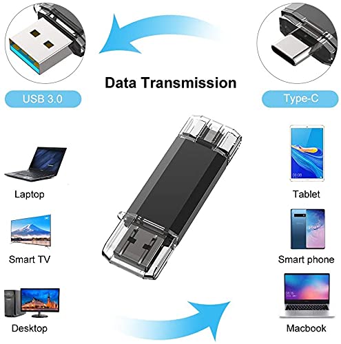128GB USB C Memory Stick, RAOYI USB C Flash Drive USB 3.0 Stick High Speed USB C Drive Type C Dual OTG Pen Drive for TV, Car, Smartphones, PC, Laptop, Chromebook, MacBook Pro (Black)
