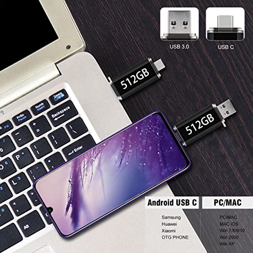 512GB 2-in-1 USB-C Flash Drive with Keychain