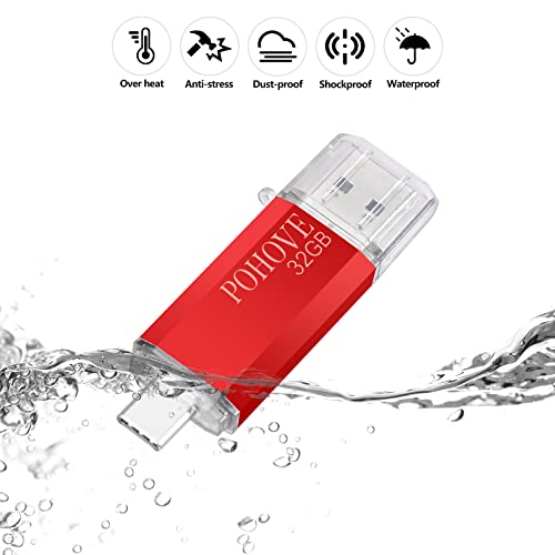 POHOVE 32GB USB-C Flash Drive and Memory Stick