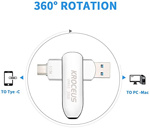 128GB Dual USB-C Flash Drive for Android and PC