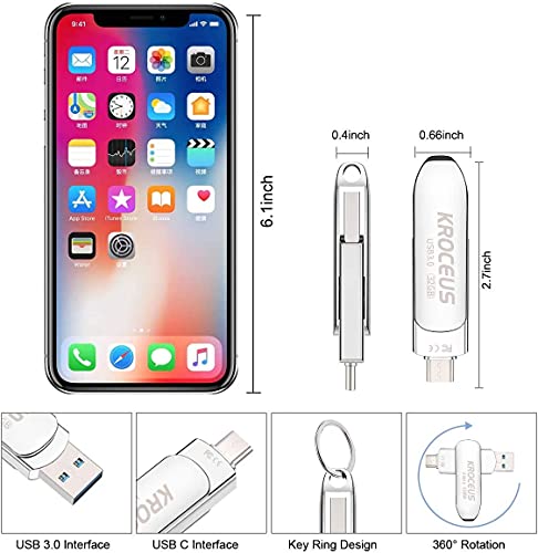 128GB Dual USB-C Flash Drive for Android and PC