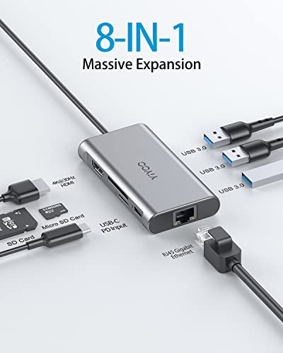 8-in-1 USB C Hub with 4K HDMI and Ethernet