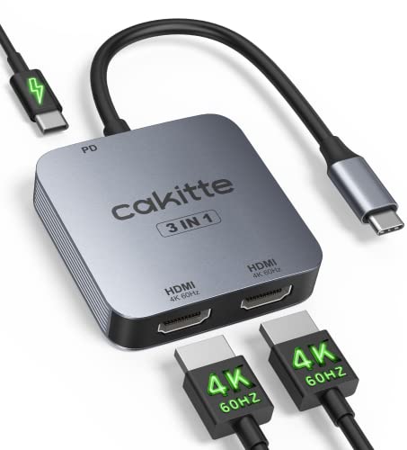 Cakitte Dual HDMI USB-C Adapter with Charging
