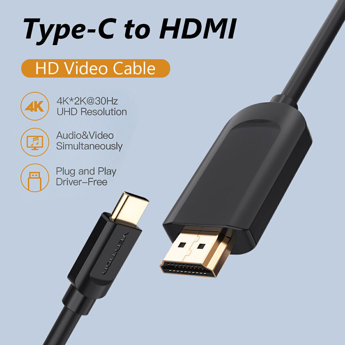 4K USB-C to HDMI Cable Adapter for Devices