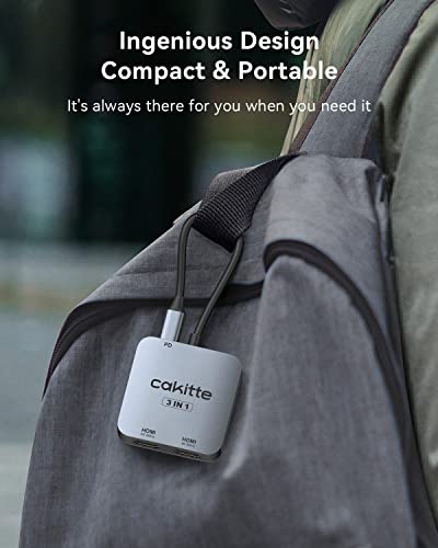 Cakitte 3-in-1 USB-C to Dual HDMI Adapter