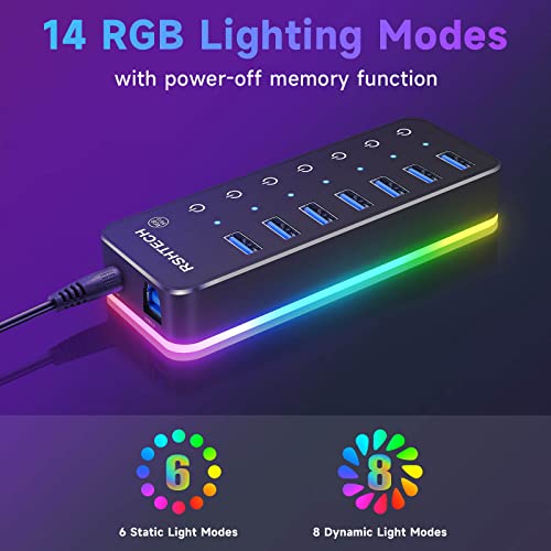 RGB USB 3.0 7-Port Hub with Individual Switches