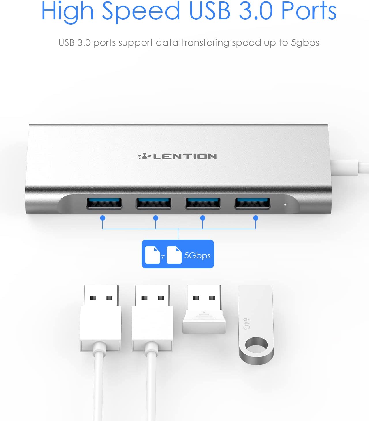 Lention USB-C Multiport Adapter with 4K HDMI