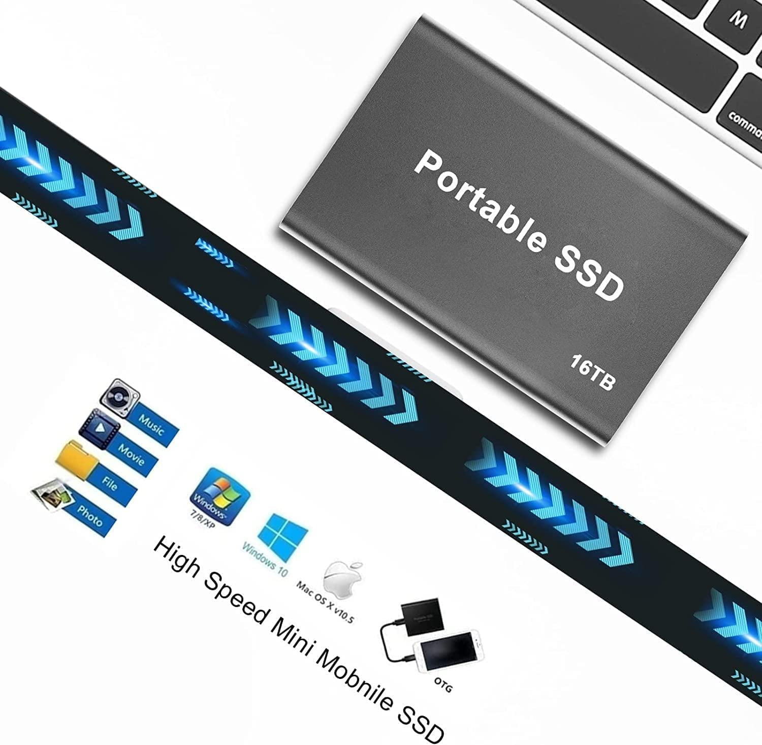 Jelita 16TB Portable USB-C SSD Hard Drive