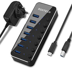 RSHTECH 7-Port USB C Hub with Switches
