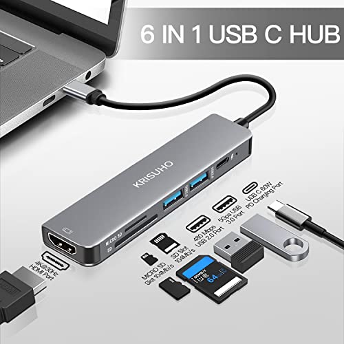 6-in-1 USB-C Hub with HDMI and Card Reader