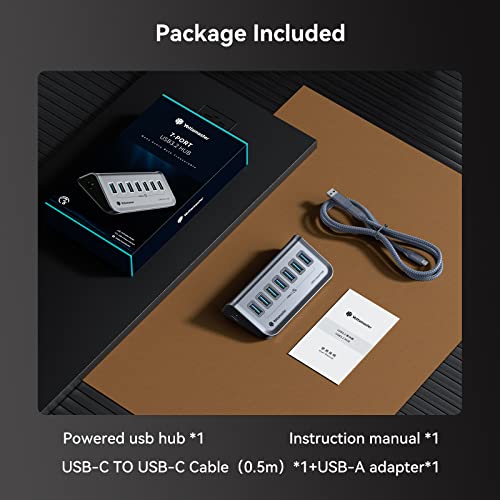 Yottamaster 7-Port USB 3.1 Hub with Adapter