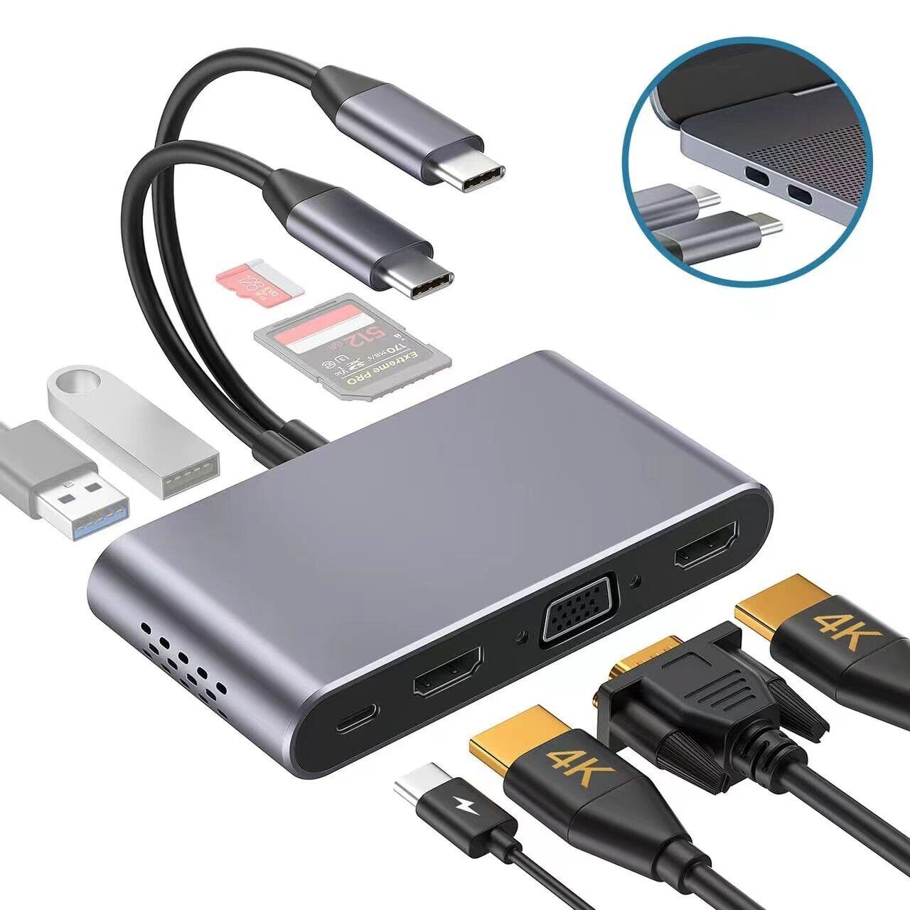 8-in-2 USB-C Hub with PD, 4K HDMI & USB3.0