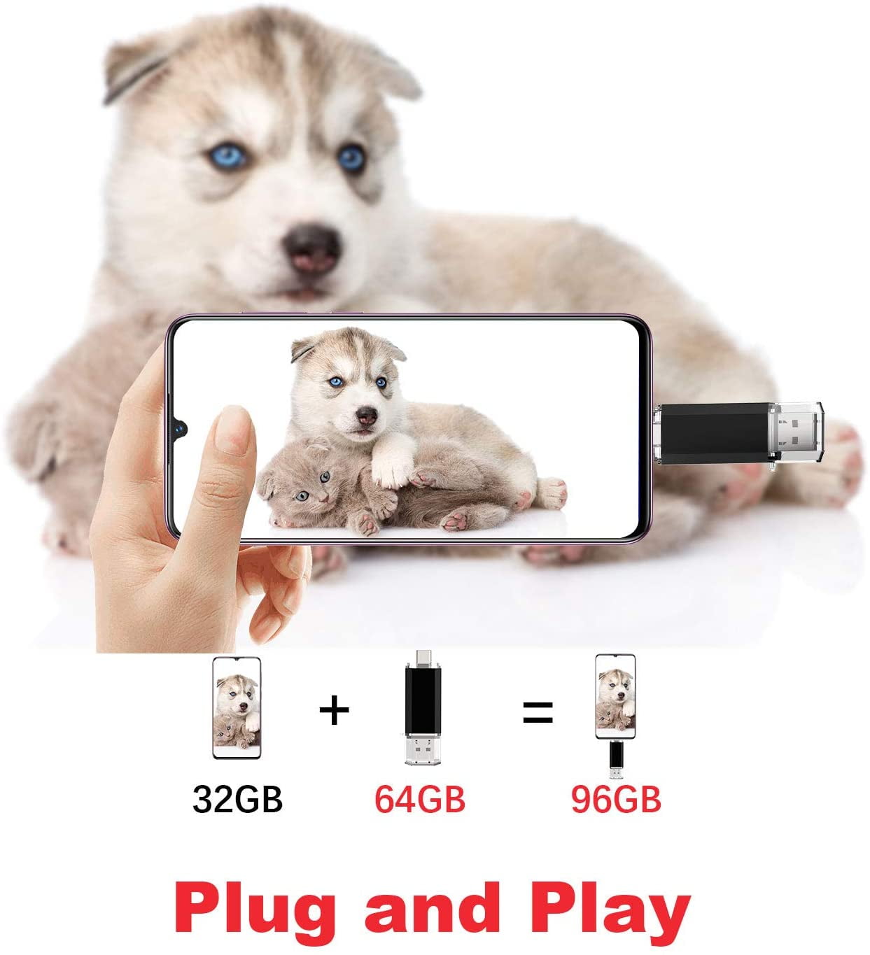 Kootion 64GB Dual Connector USB-C Flash Drive