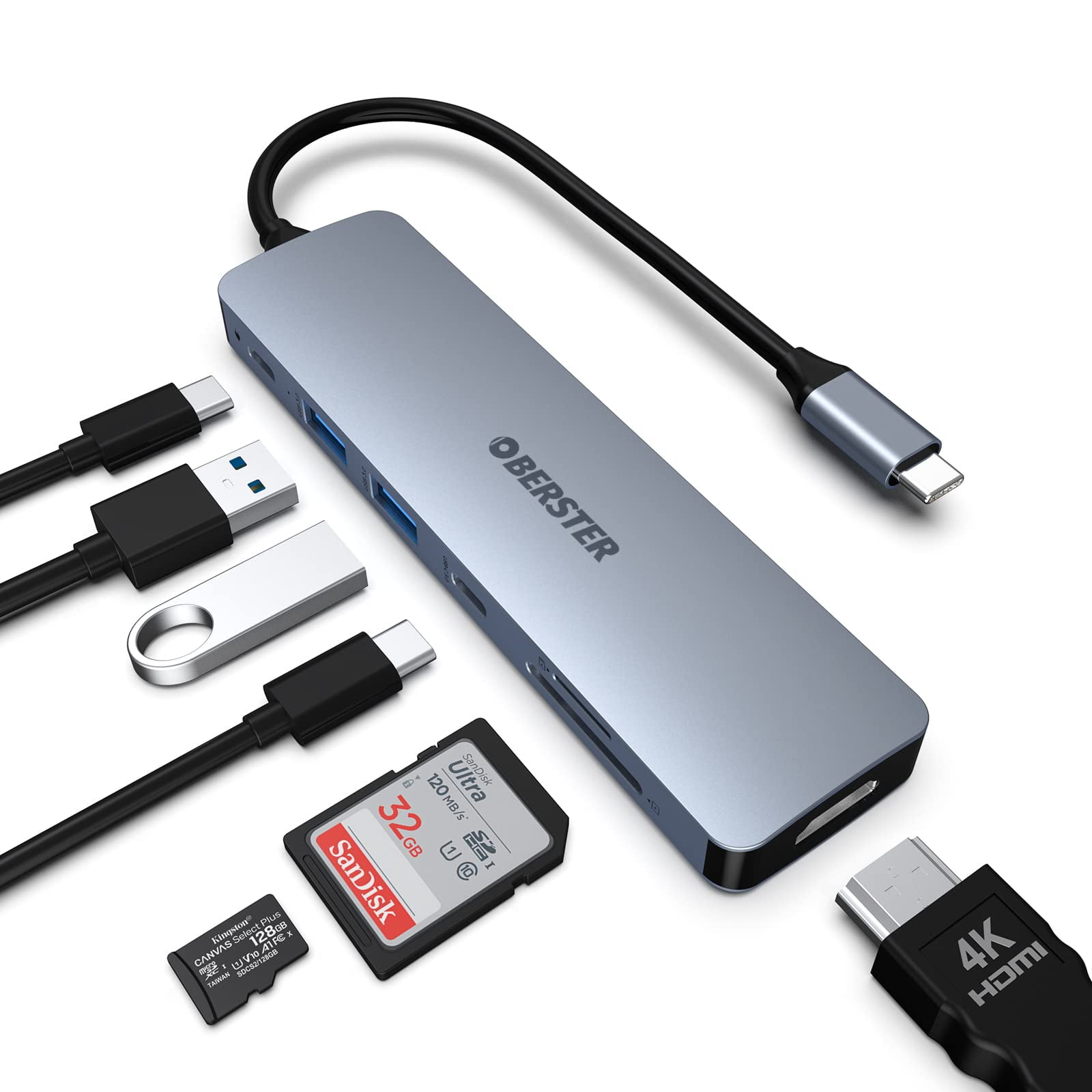 USB C Hub with HDMI, SD/TF Reader