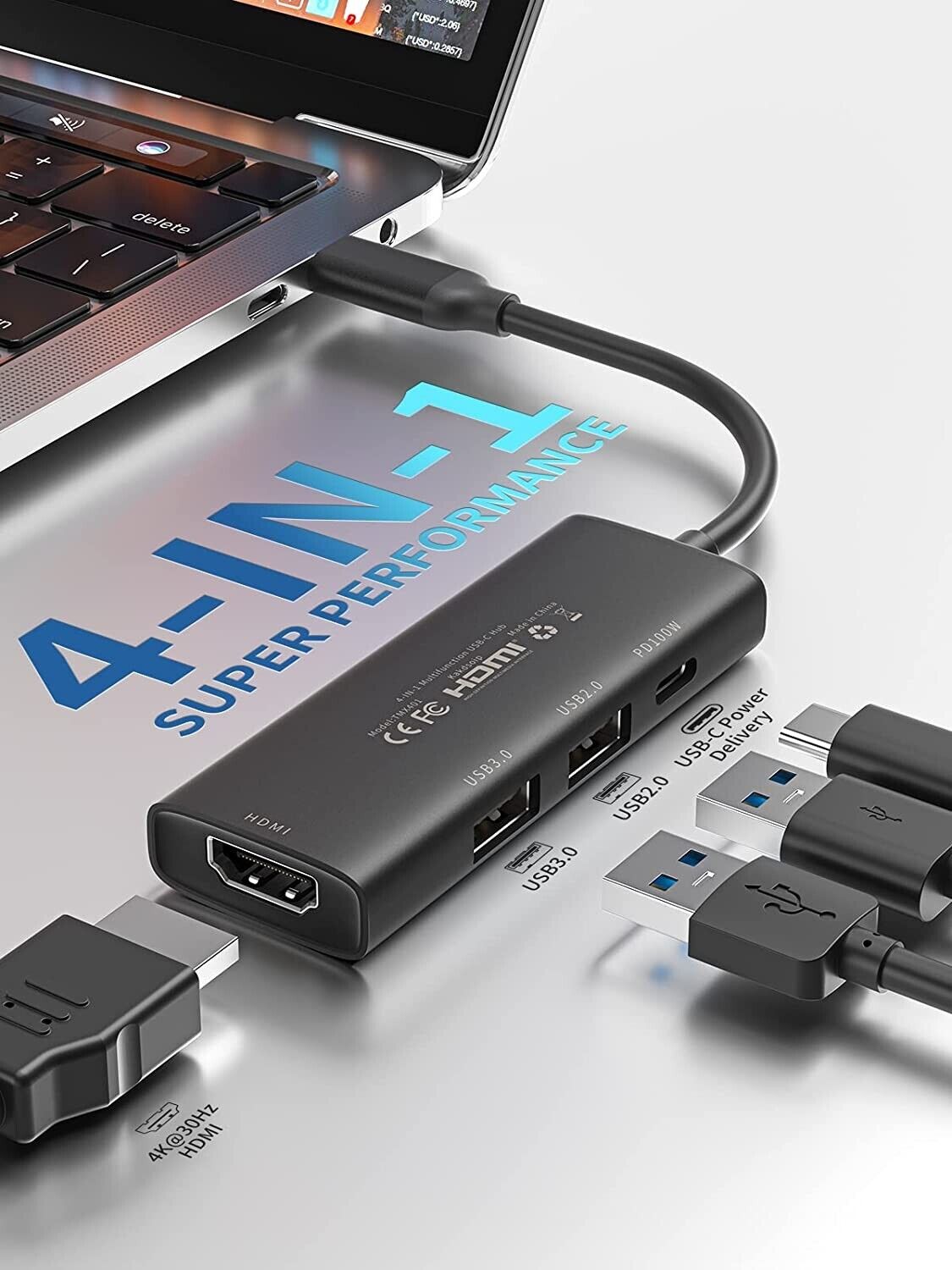 4-in-1 USB-C Hub with 4K HDMI Output