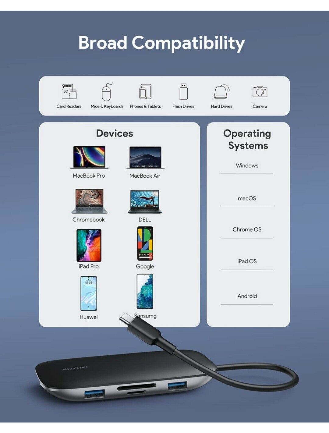 HOYOKI 8-in-1 USB-C Hub with HDMI and Ethernet
