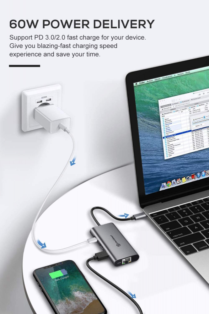 UtechSmart 6-in-1 USB-C Hub with 4K HDMI