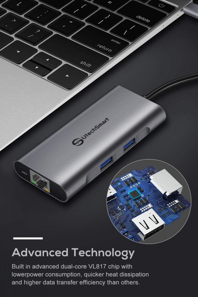 UtechSmart 6-in-1 USB-C Hub with 4K HDMI
