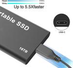 16TB Portable SSD USB-C External Hard Drive