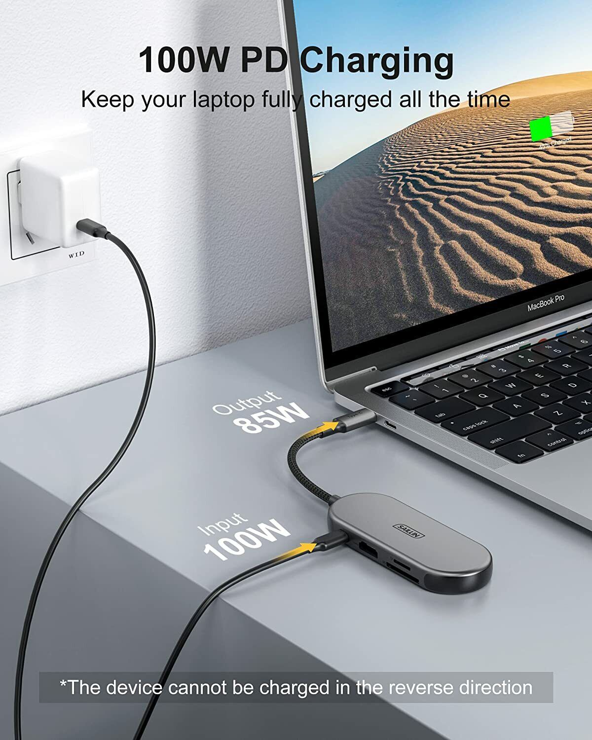 SAILLIN 7-in-1 USB-C Hub with 3 USB Ports