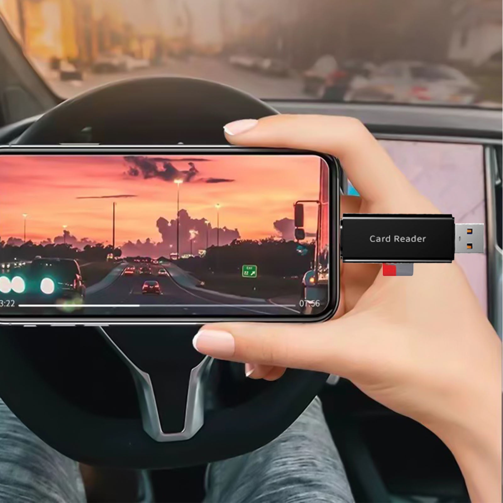 USB-C SD Card Reader, 3-In-1 Adapter with Tri-Connectors