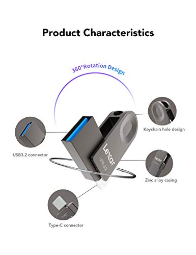 Lexar 128GB USB-C Flash Drive with Swivel Design