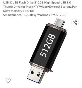 512GB High-Speed USB-C Flash Drive for Media