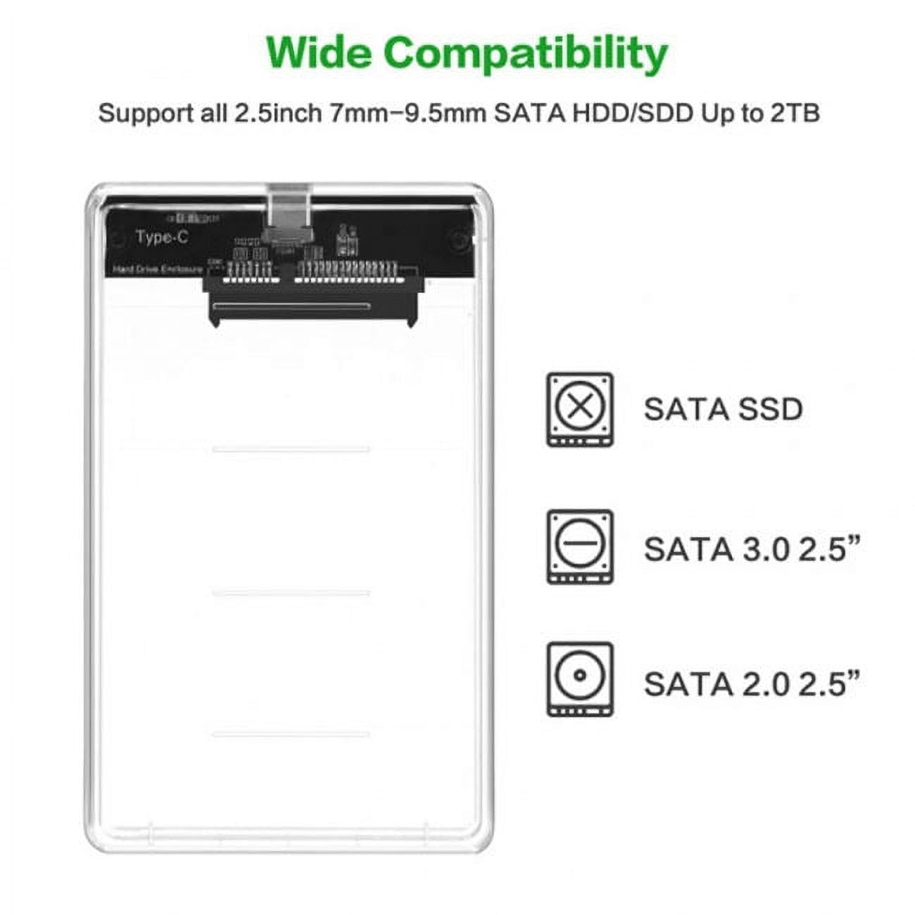 USB-C to 2.5 Inch SATA SSD External Enclosure
