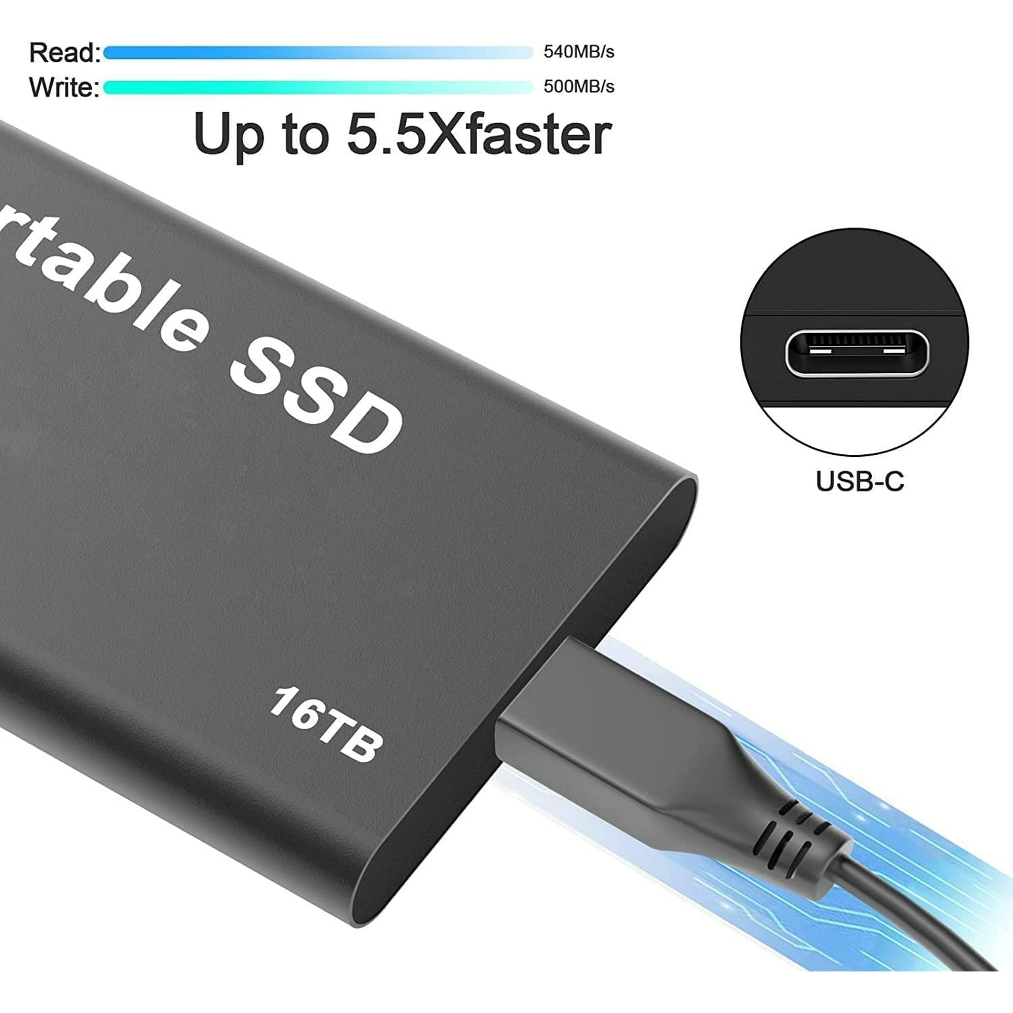 16TB Portable SSD Hard Drive with USB-C
