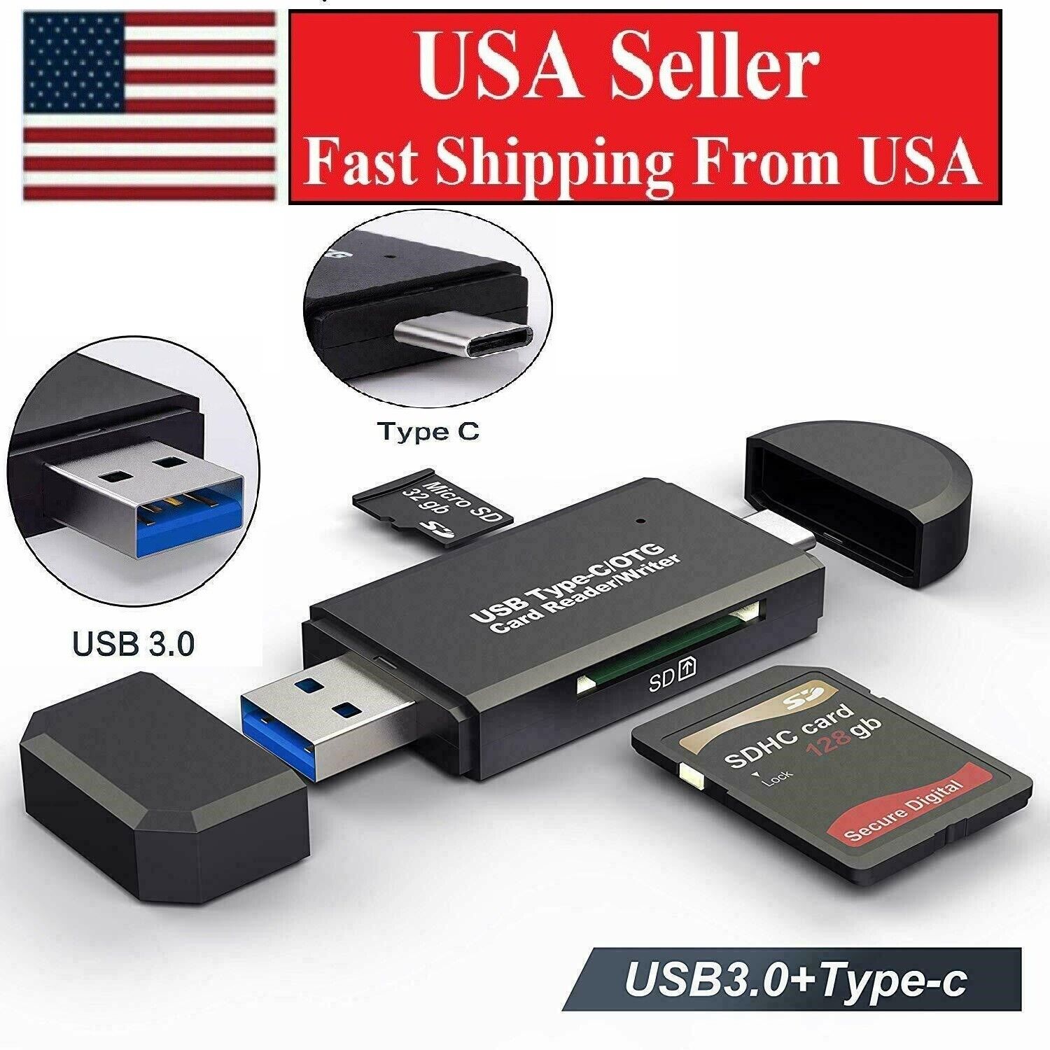 USB-C Micro SD Card Reader OTG Adapter