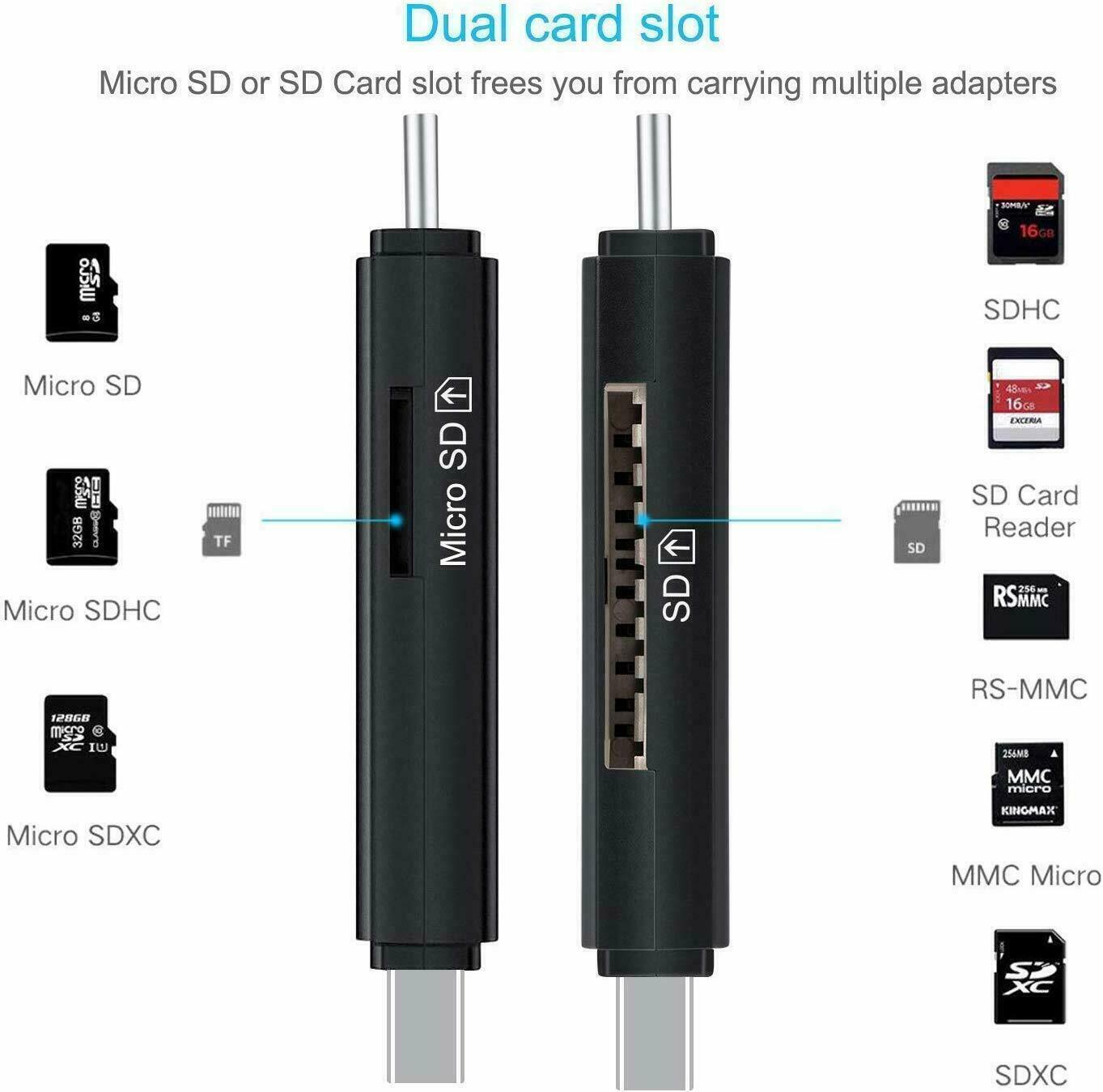 USB-C Card Reader for Micro SD & TF Cards