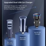 Dual Port PD USB-C Fast Car Charger for Phones