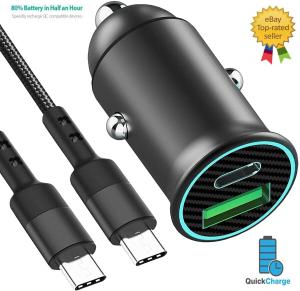 Fast USB-C Car Charger with Dual PD & QC3.0