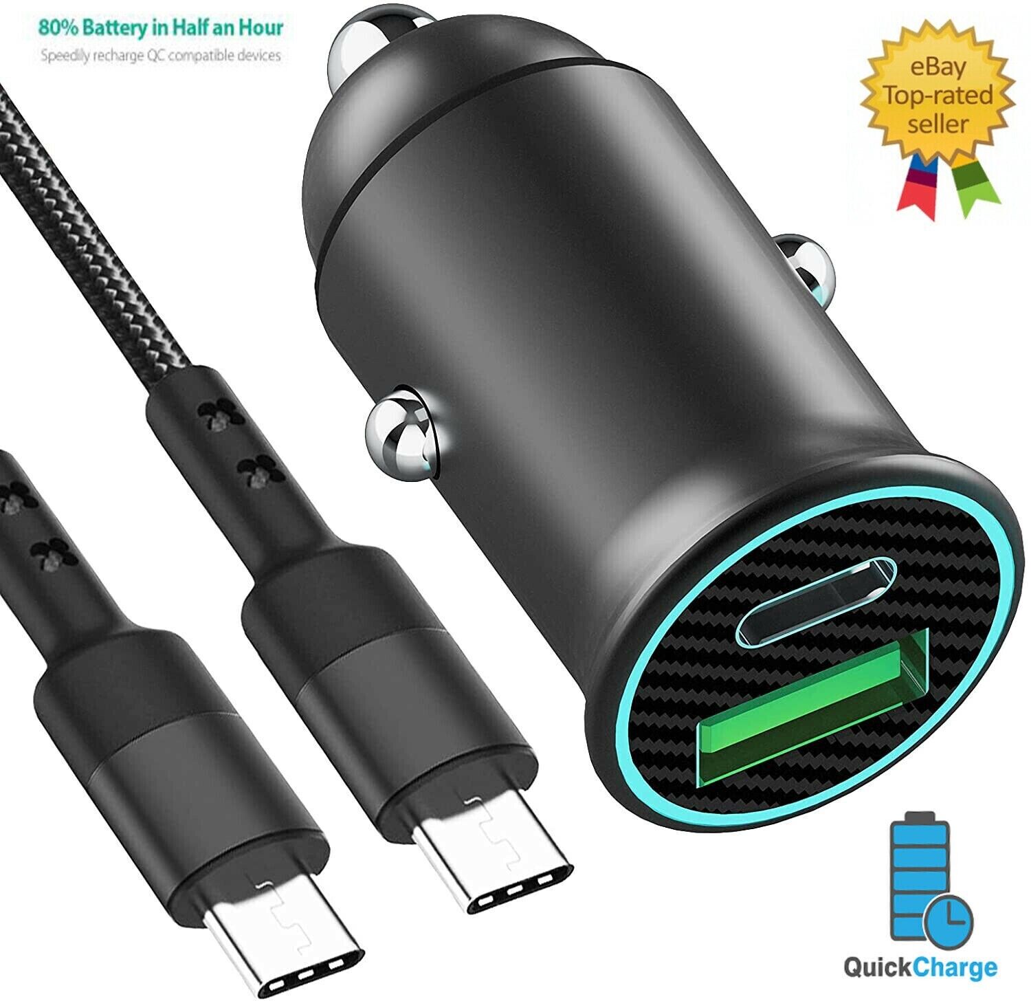 Fast Dual USB-C Car Charger for iPhone & Samsung