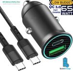 Fast Car Charger with 2 USB Ports and Type C