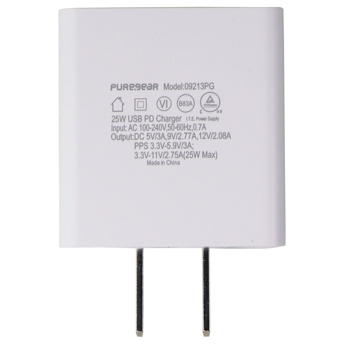 PureGear 25W LightSpeed USB-C Wall Charger - White