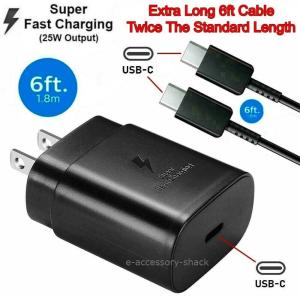 25W Fast USB-C Wall Charger with 6FT Cable