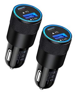 30W Dual Port USB-C Car Charger - 2 Pack
