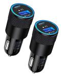 30W Dual Port USB-C Car Charger - 2 Pack