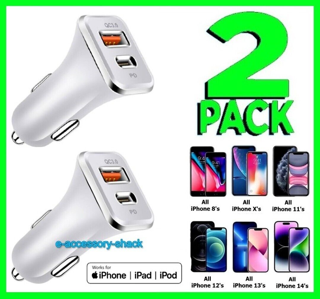 Fast Dual Port USB-C Car Charger for iPhones