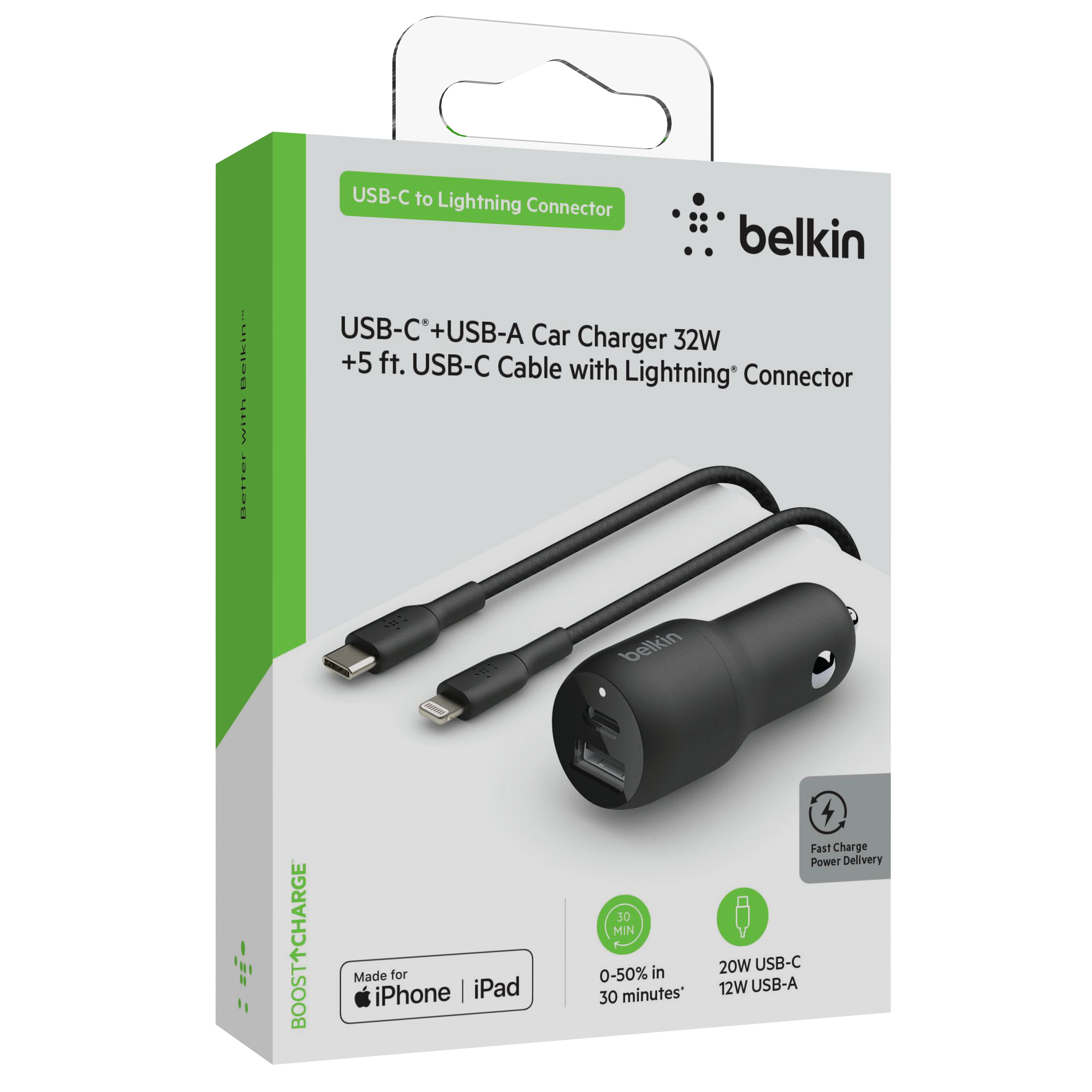 Belkin USB C + USB A Car Charger Bundle